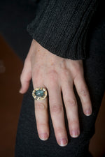 Madeira Moss Aquamarine & Diamond Ring, US size 6 1/2