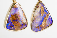 Europa Boulder Opal and Pink Amethyst Earrings in Gold & Silver