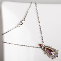 Romana Purple Tourmaline Necklace w/ 18k Gold & Silver