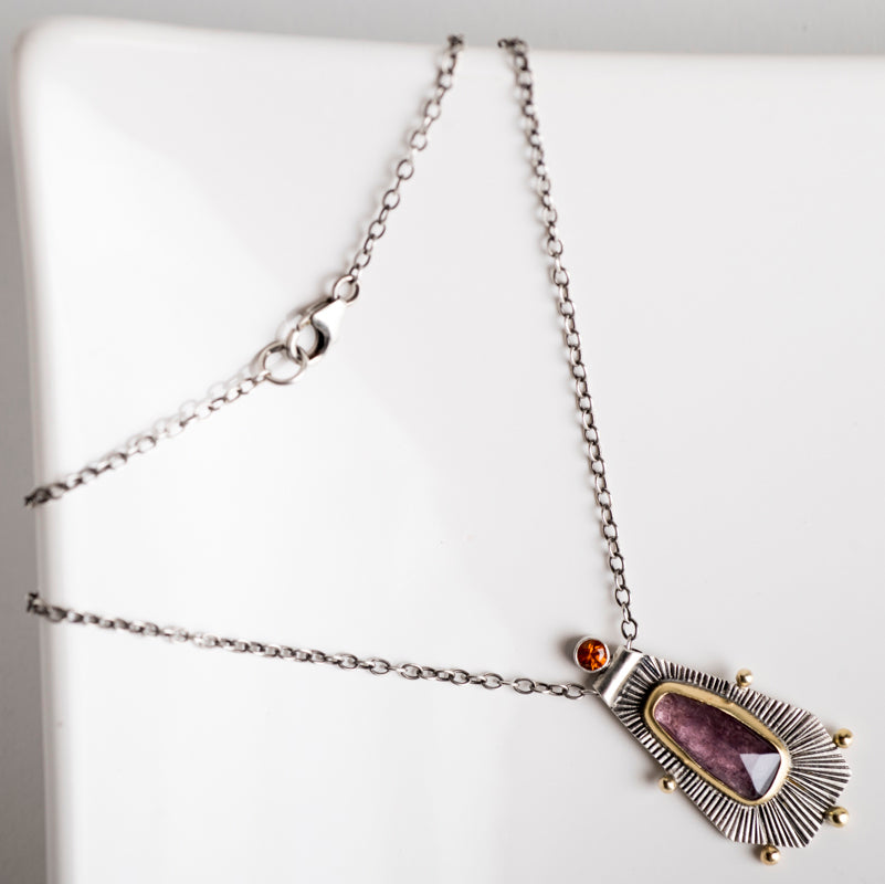 Romana Purple Tourmaline Necklace w/ 18k Gold & Silver