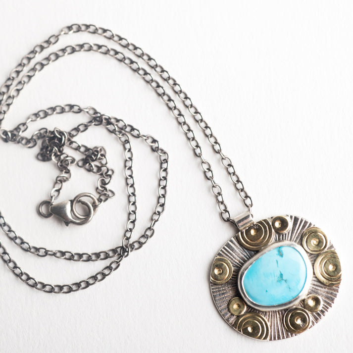 Madrid High Grade Turquoise Necklace in 18k Gold & Silver