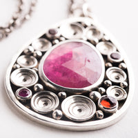 TethisPink Sapphire & Tourmaline Seascape Medallion