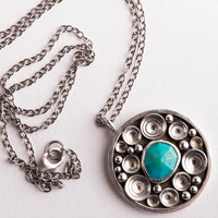 SAMPLE SALE - Siren Turquoise Seascape Medallion Necklace in Silver
