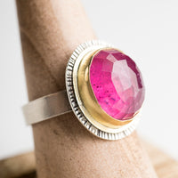 Madeira Pink Sapphire Ring in 18k Gold & Silver, One of a Kind