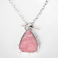 Callisto Rhodochrosite Toggle Pendant in Silver w/ 14k Gold Granules