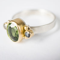 Venus green Tourmaline & blue green Sapphire Ring