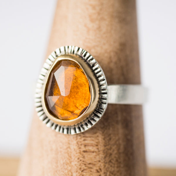Sorento Yellow Tourmaline in 18k Gold & Silver Ring, Size 7
