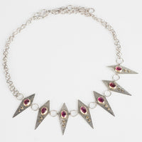 Glasgow Pink Tourmaline Bib Necklace in Gold & Silver