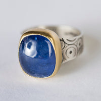 Majorca Tanzanite Ring in 18k Gold on Silver Band - Size 7 1/2