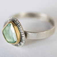 Sorento Green Tourmaline in 18k Gold & Silver Ring, Size 7