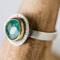 Sorento Grandidierite in 18k Gold Bezel w/ Silver Ring, Size 6 1/2