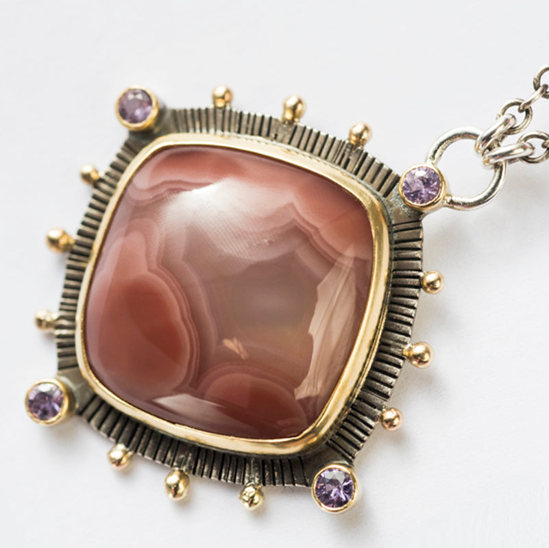 Sydney Laguna Agate & Lavender Sapphire Necklace, One of a Kind