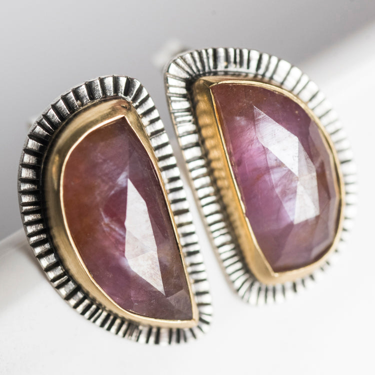 Sorento Pink Sapphire Arc Studs