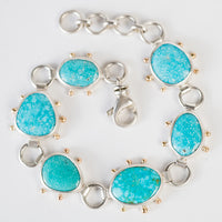 Europa Turquoise Link Bracelet in Silver & 14k Gold
