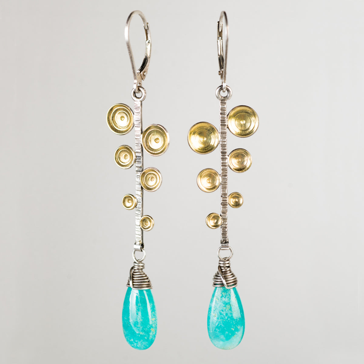 Caspian Fern Leaf Earrings w/ Aqua Amazonite