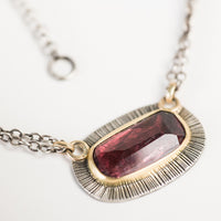Sorento Dark Pink Tourmaline Pendant in Gold & Silver