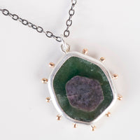 Hailey Ruby in Zoisite Pendant with Gold Granule Halo
