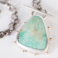 Callisto Royston Turquoise Toggle Pendant in Silver w/ 14k Gold