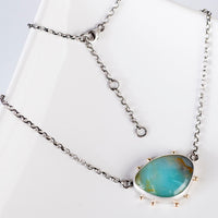 Ceres Peruvian Opal Necklace, Silver w/ 14k Gold Granules