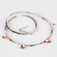 Elsa Tourmaline Strand Necklace w/ Gold & Silver Domes