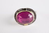Sendai Pink Sapphire Ring in 18k Gold & Silver - size 7