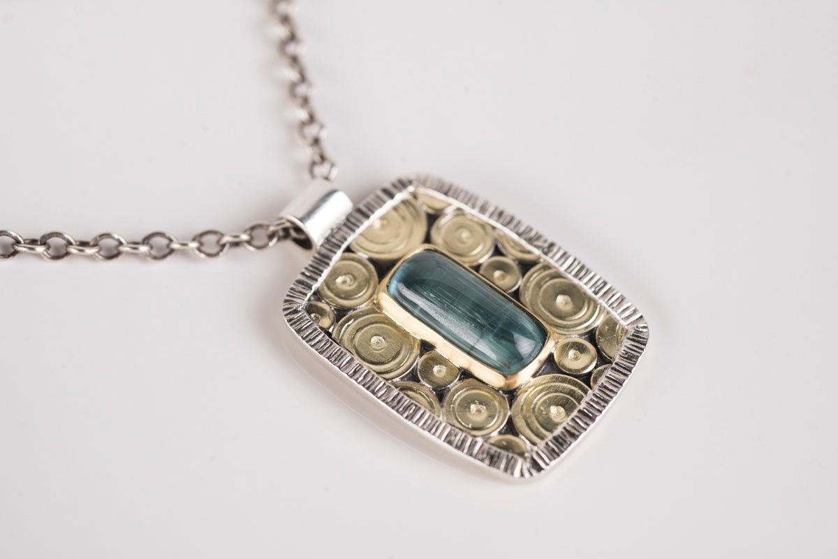 Sumatra Indicolite Tourmaline Patchwork Pendant