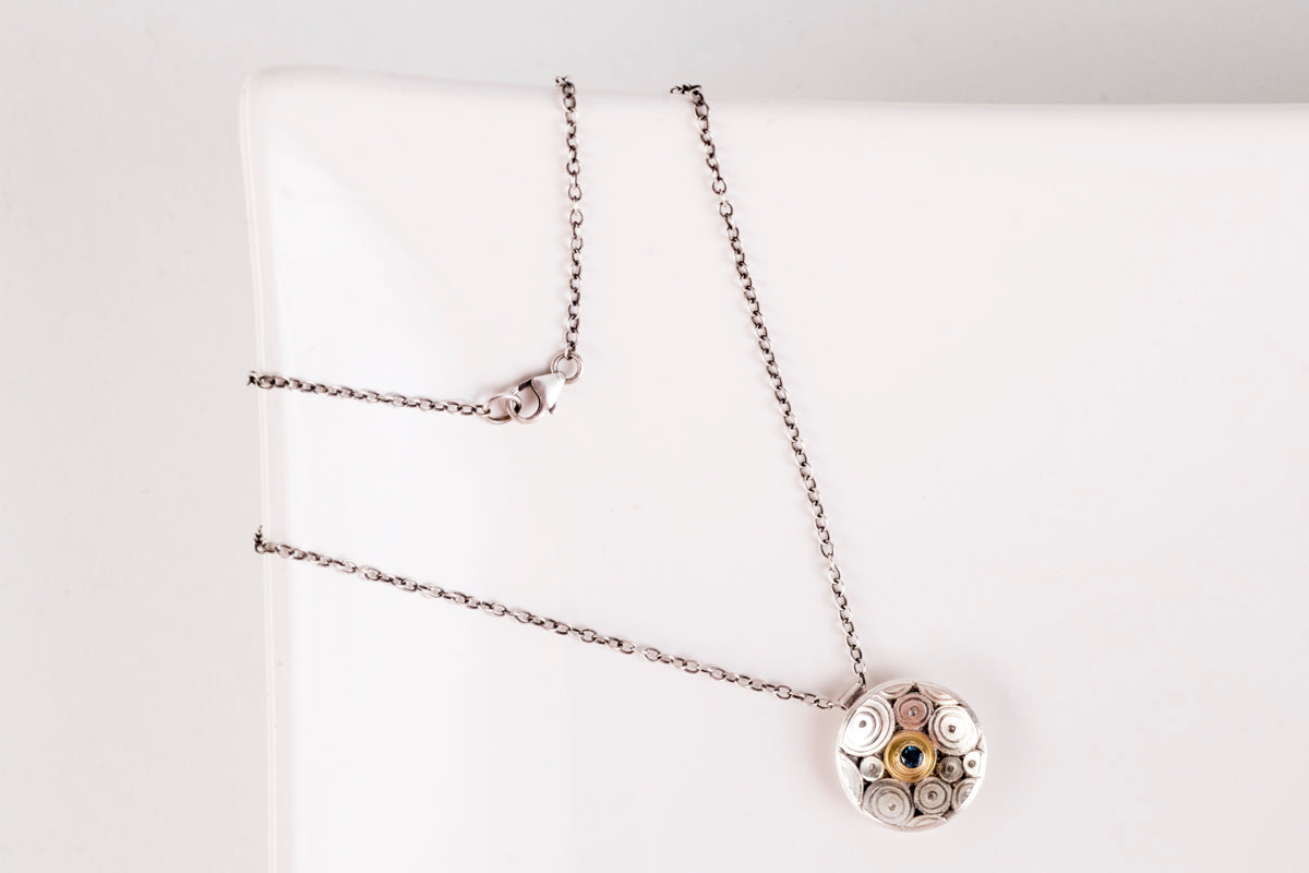 Shiomi London Blue Topaz Pendant in Silver & 18k Gold