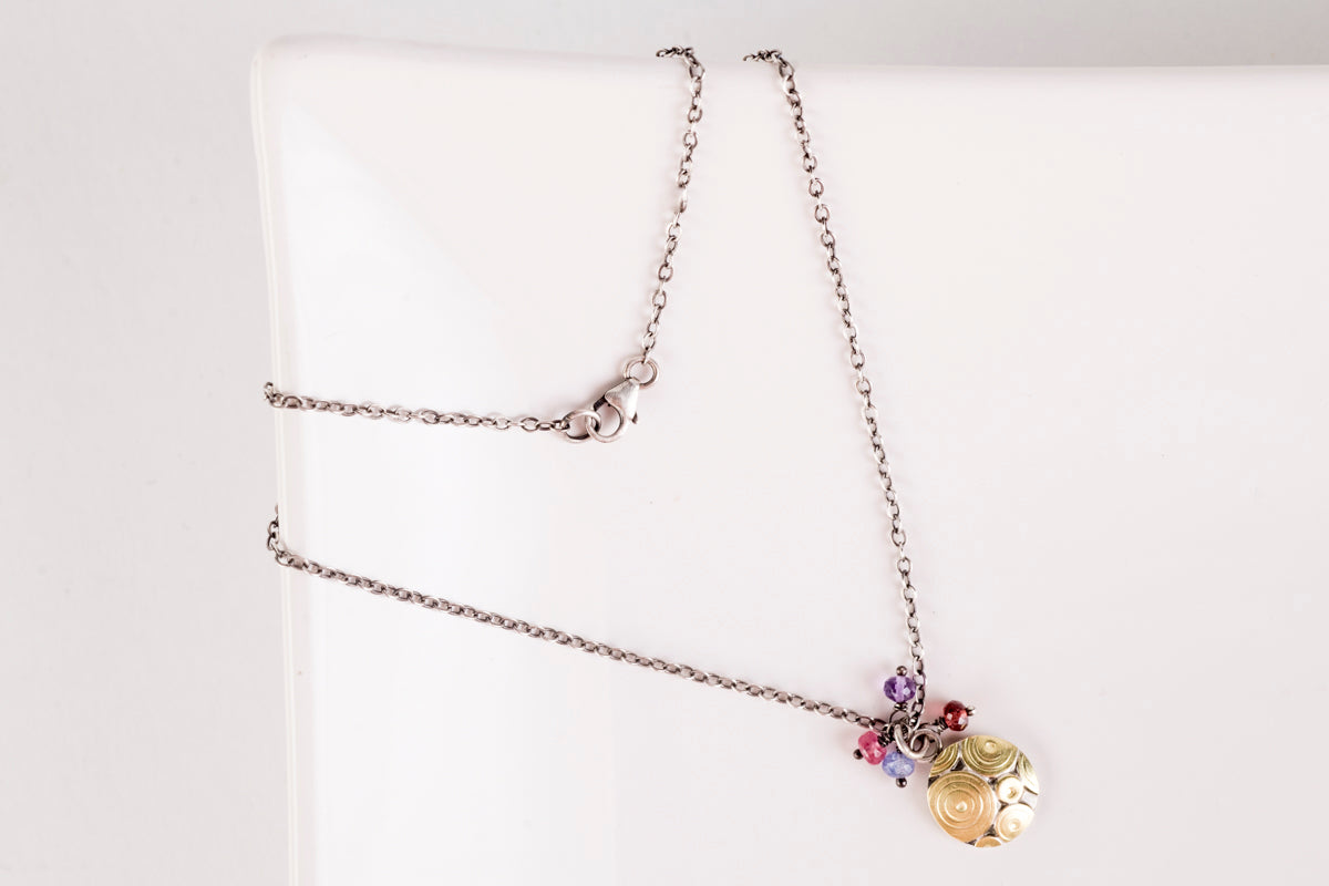 Cozumel Charm Pendant w/ Pink Sapphire, Tanzanite, Amethyst & Garnet