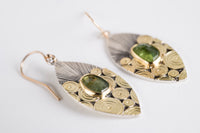 Antigua Green Tourmaline Earrings in Gold & Silver,