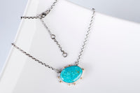 Ceres Turquoise Necklace, Silver w/ 14k Gold Granules, OOAK