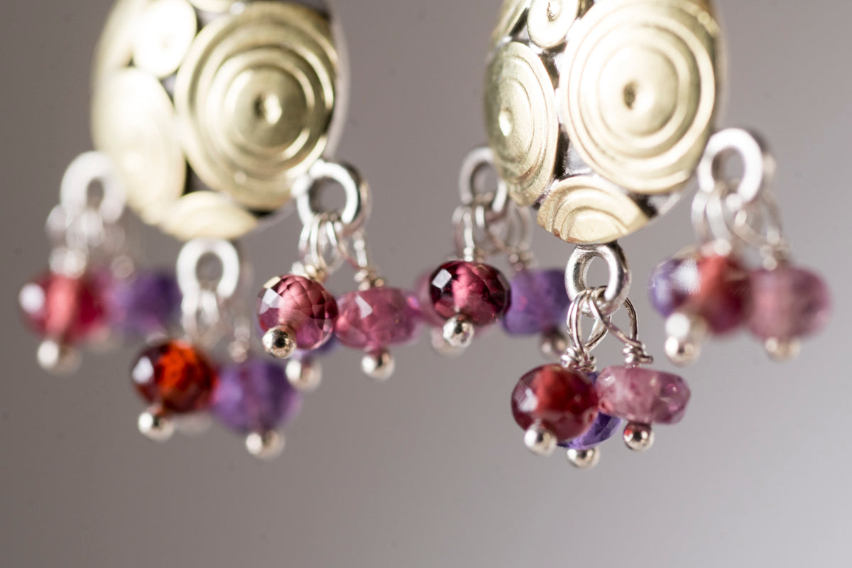 Cozumel Gemstone Tassel Earrings in 18k Gold & Silver