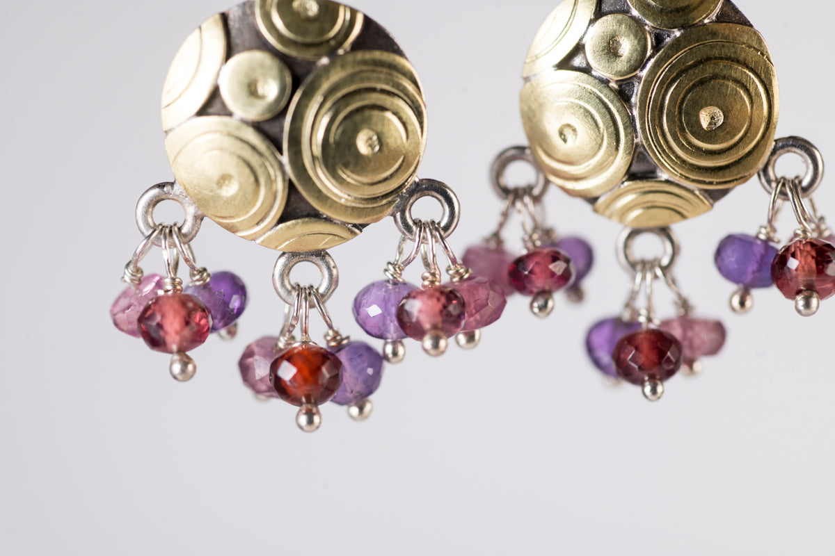 Cozumel Gemstone Tassel Earrings in 18k Gold & Silver