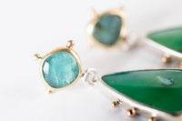 Europa Gem Silica & Grandidierite Earrings in Gold & Silver