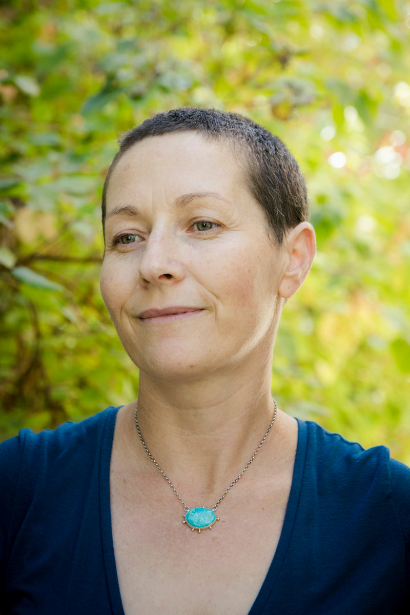 Ceres Turquoise Necklace, Silver w/ 14k Gold Granules, OOAK