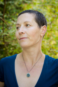 Hailey Ruby in Zoisite Pendant with Gold Granule Halo