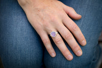 Hailey Watermelon Tourmaline Slice Ring w/ Gold Granule Halo - Size 6 1/4