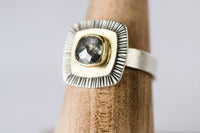 Paris Salt & Pepper Diamond Ring in 18k Gold, Silver, Size 7