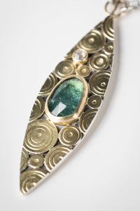 Antilles Bi-Colored Tourmaline, Diamond and Sapphire Necklace