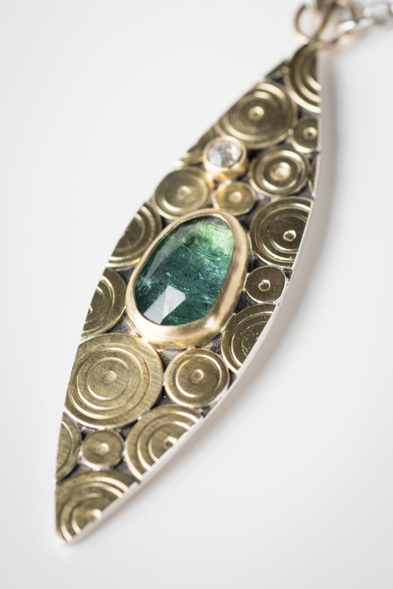 Antilles Bi-Colored Tourmaline, Diamond and Sapphire Necklace