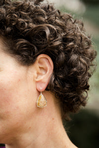 Mercury Fossil Coral Onyx Earrings in Silver & Gold