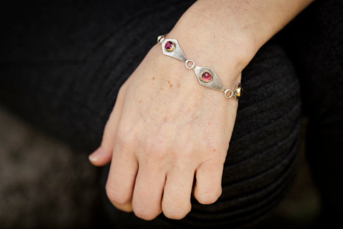 Glasgow Pink Tourmaline Geometric Bracelet