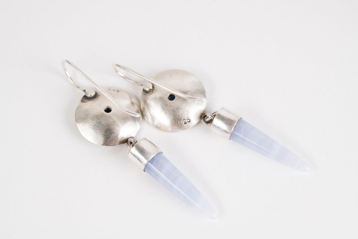 Nevis Kyanite & Blue Lace Agate Earrings in Silver