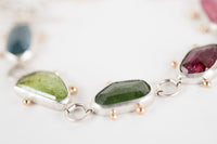 Europa Multi Colored Tourmaline Bracelet in Silver & 14k Gold