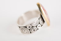 Majorca Regency Plume Agate Ring in 18k Gold & Silver-Size 7 1/2