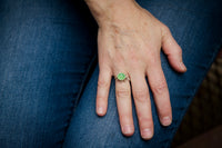 Hailey Chrysoprase Ring in Silver w/ Gold Granule Halo - Size 7