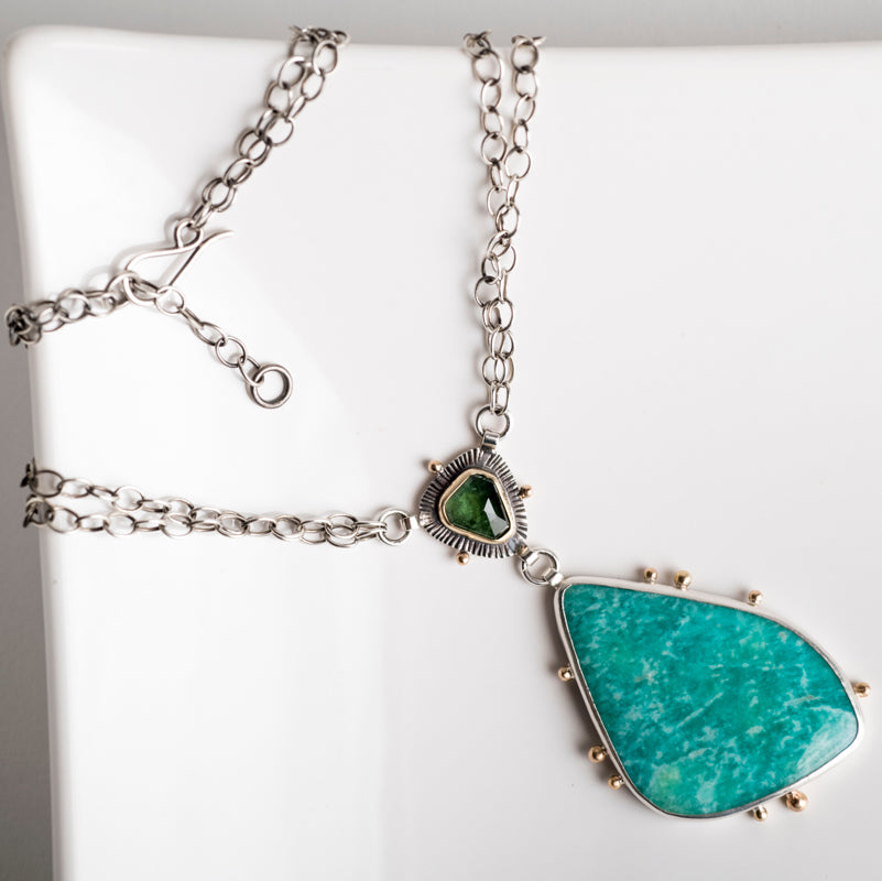 Hawaii Tourmaline & Amazonite Statement Necklace
