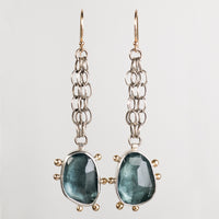 Callisto Moss Aquamarine Long Dangle Earrings