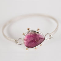 Chiron Watermelon Tourmaline Tension Cuff in Silver & 14k Gold