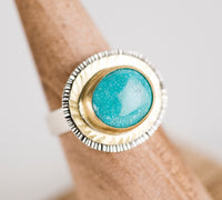 Paris White Water Turquoise Ring in 18k Gold & Silver - Size 6