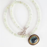 Paris Moss Aquamarine & Prehnite Pendant on Gemstone Strand